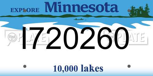 I720260 Minnesota License Plate
