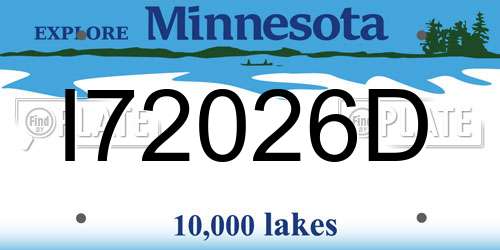 I72026D Minnesota License Plate