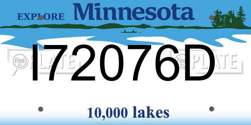 I72076D Minnesota License Plate