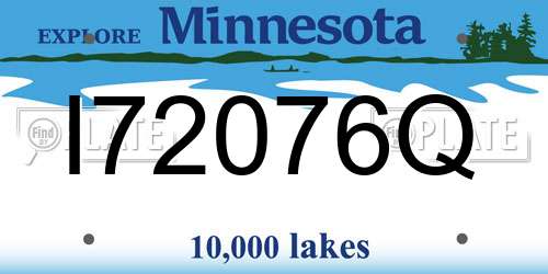 I72076Q Minnesota License Plate