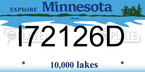 I72126D Minnesota License Plate