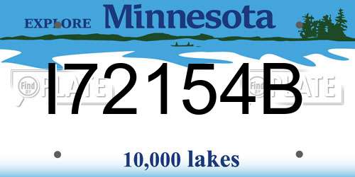 I72154B Minnesota License Plate