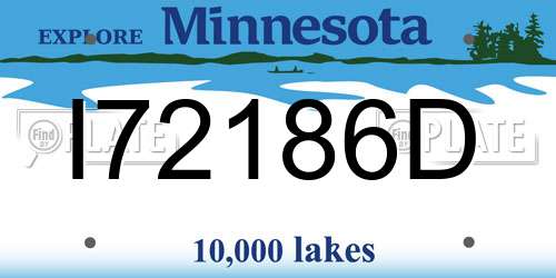 I72186D Minnesota License Plate
