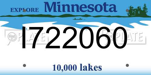 I722060 Minnesota License Plate