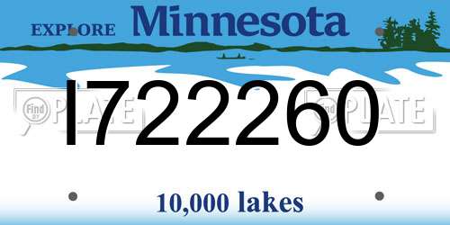 I722260 Minnesota License Plate