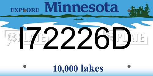 I72226D Minnesota License Plate