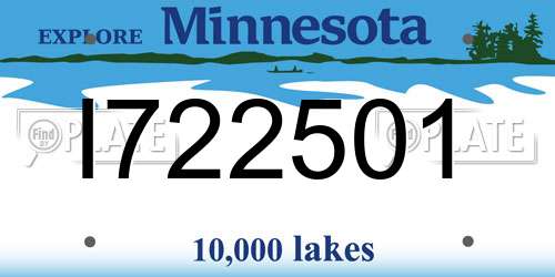 I722501 Minnesota License Plate