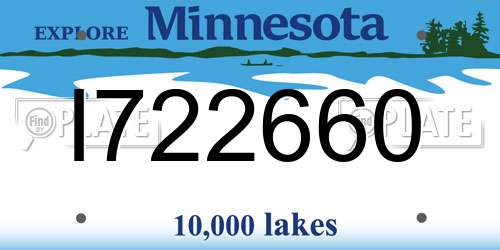 I722660 Minnesota License Plate