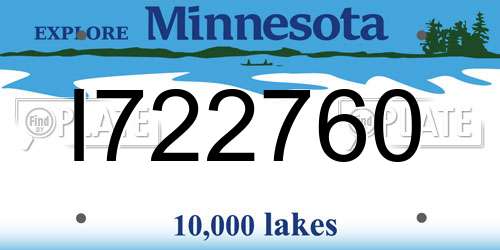 I722760 Minnesota License Plate