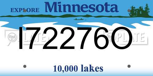 I72276O Minnesota License Plate