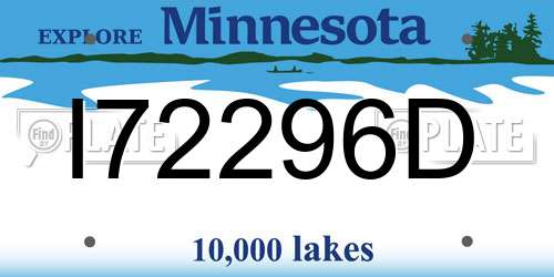 I72296D Minnesota License Plate