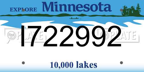 I722992 Minnesota License Plate