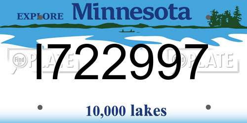 I722997 Minnesota License Plate