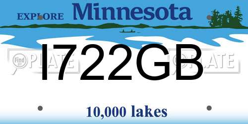 I722GB Minnesota License Plate