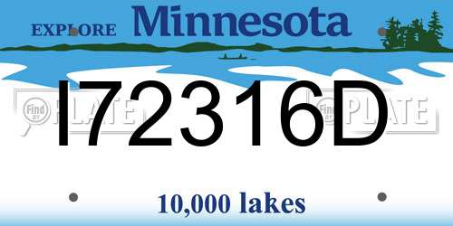 I72316D Minnesota License Plate