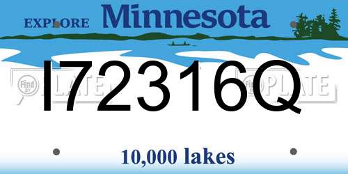 I72316Q Minnesota License Plate