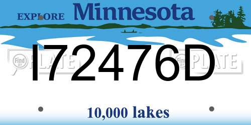 I72476D Minnesota License Plate