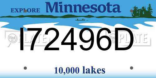 I72496D Minnesota License Plate