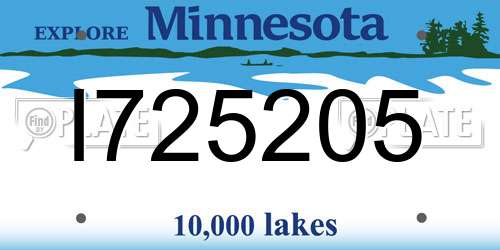 I725205 Minnesota License Plate