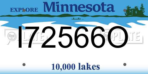 I72566O Minnesota License Plate