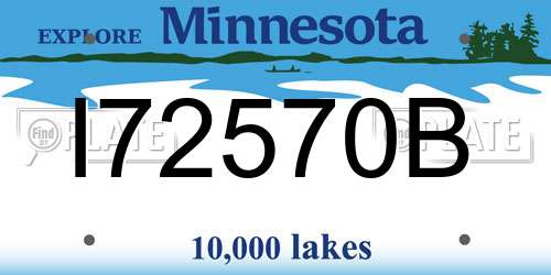 I72570B Minnesota License Plate