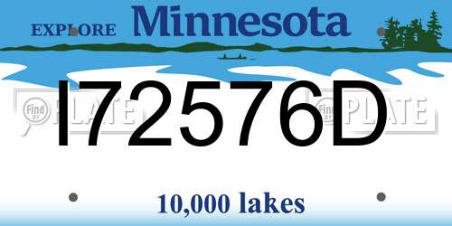 I72576D Minnesota License Plate