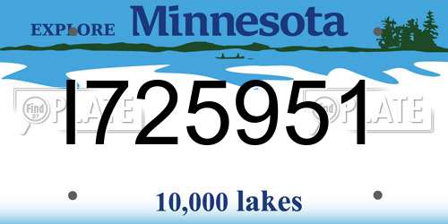 I725951 Minnesota License Plate