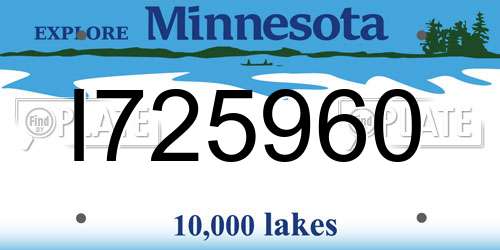 I725960 Minnesota License Plate