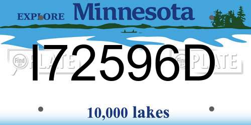 I72596D Minnesota License Plate