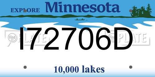 I72706D Minnesota License Plate