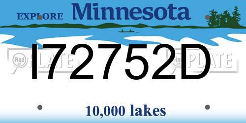 I72752D Minnesota License Plate