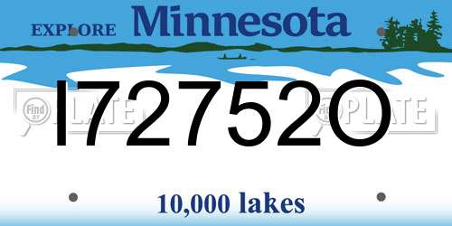 I72752O Minnesota License Plate