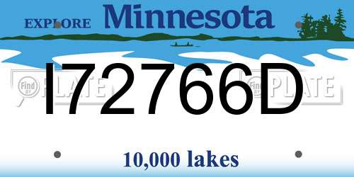 I72766D Minnesota License Plate