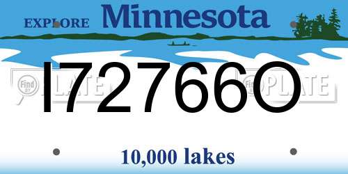 I72766O Minnesota License Plate