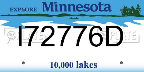 I72776D Minnesota License Plate