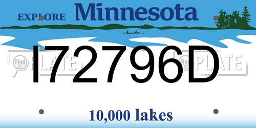 I72796D Minnesota License Plate