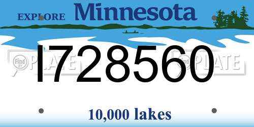 I728560 Minnesota License Plate