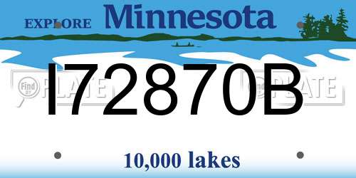 I72870B Minnesota License Plate