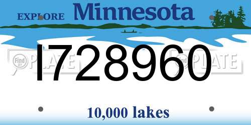 I728960 Minnesota License Plate