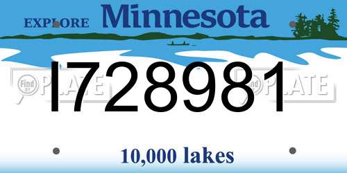 I728981 Minnesota License Plate