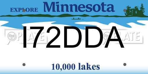 I72DDA Minnesota License Plate