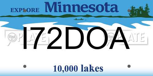 I72DOA Minnesota License Plate