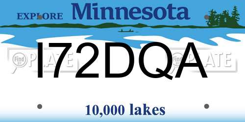 I72DQA Minnesota License Plate