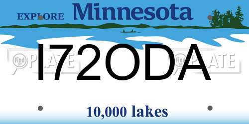 I72ODA Minnesota License Plate