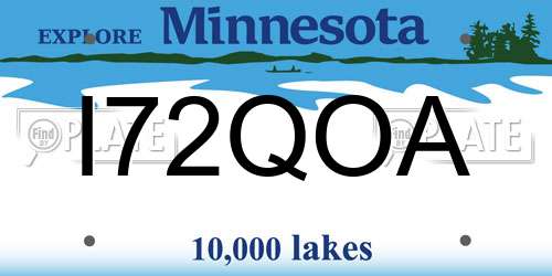 I72QOA Minnesota License Plate