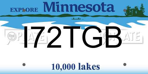 I72TGB Minnesota License Plate