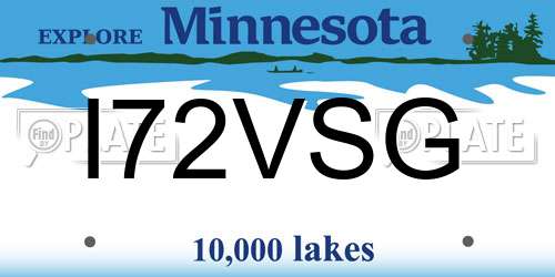 I72VSG Minnesota License Plate