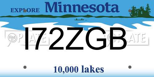 I72ZGB Minnesota License Plate
