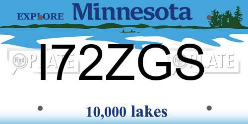 I72ZGS Minnesota License Plate