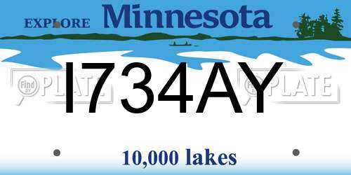 I734AY Minnesota License Plate